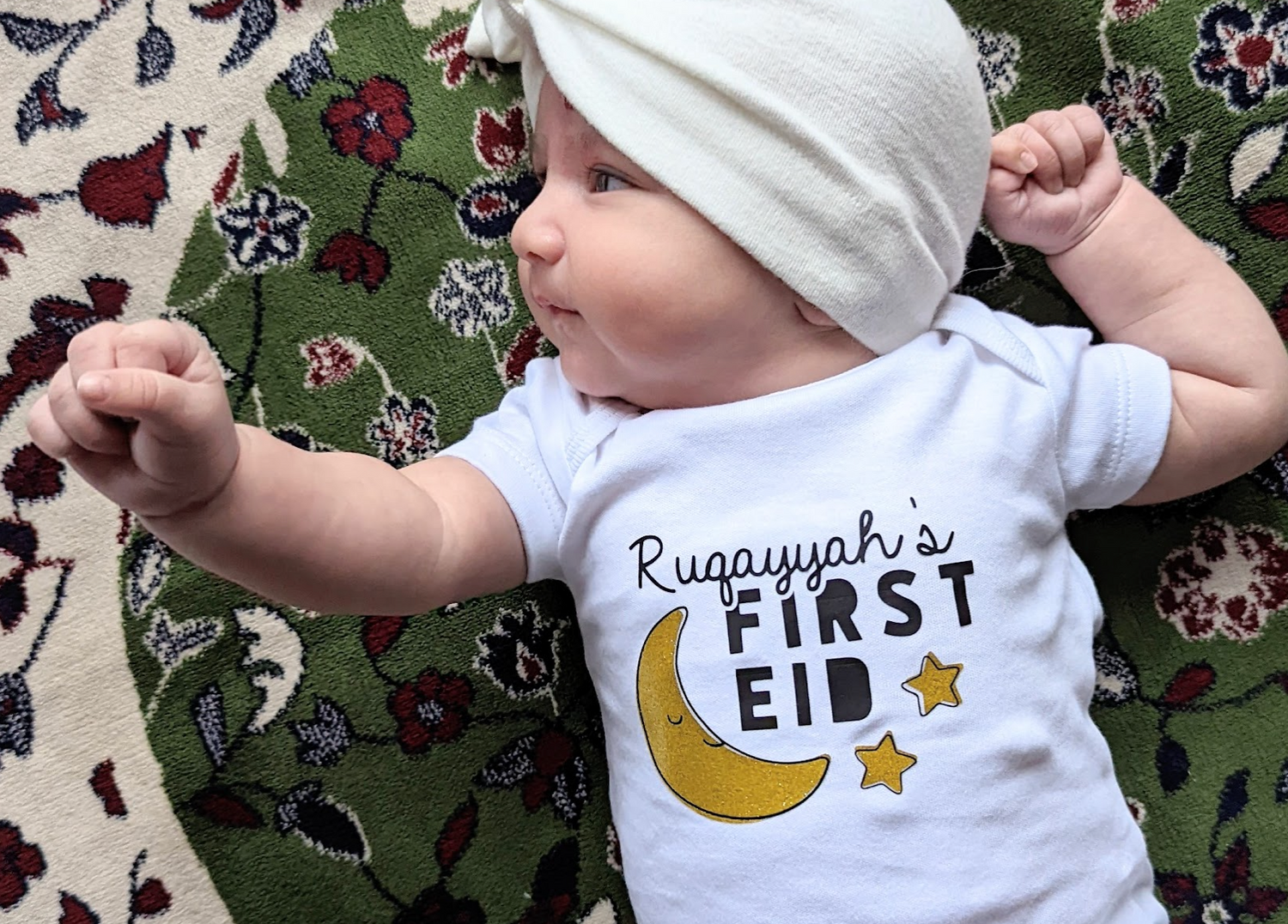 Ruqayyah's First Eid - custom baby onesie to document your child's first eid milestone